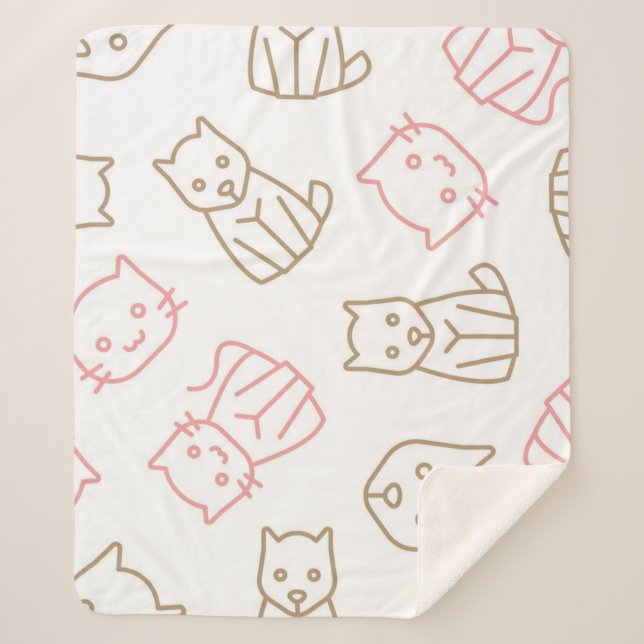 Manta Sherpa Patrón de gato (Anverso)