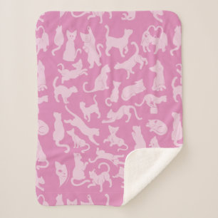 Manta Sherpa Patrón de gato rosado