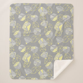 Manta Sherpa Patrón de gemas geométricos modernos gris y amaril