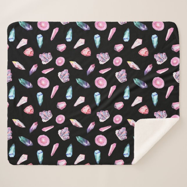 Manta Sherpa Patrón de geodesia y cristales de acuarela (Anverso (horizontal))