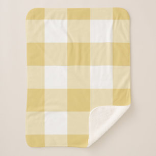 Manta Sherpa Patrón de Gingham amarillo Ochre