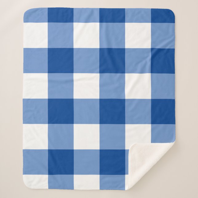 Manta Sherpa Patrón de gingham azul (Anverso)