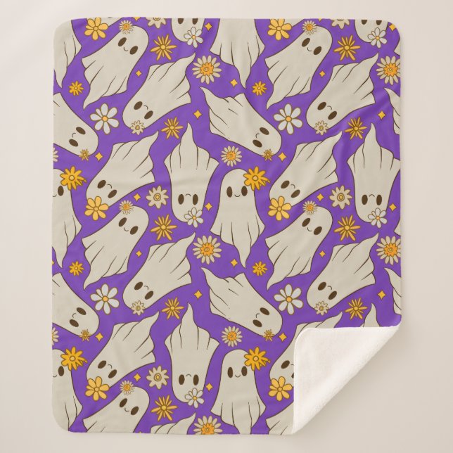 Manta Sherpa Patrón de Halloween de fantasías cortas (Anverso)