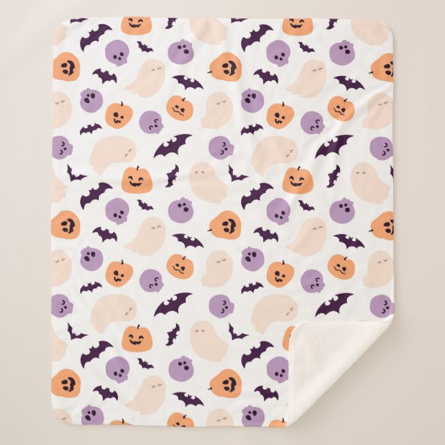 Manta Sherpa Patrón de Halloween para niños divertidos (Anverso)