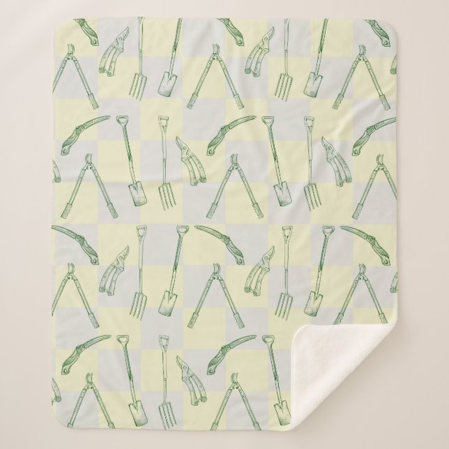 Manta Sherpa Patrón de herramientas de jardinería (Anverso)