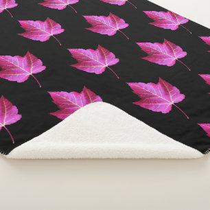 Manta Sherpa Patrón de hoja de arce de otoño rojo en floral neg