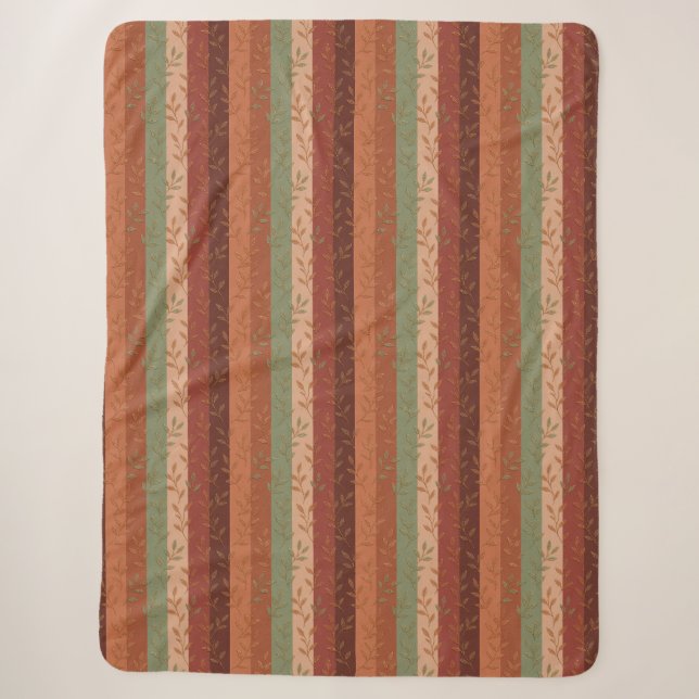 Manta Sherpa Patrón De Hoja De Boho Decoración De Casa Rústica (Anverso)