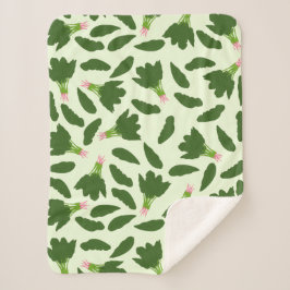 Manta Sherpa Patrón de hojas de espinacas verdes
