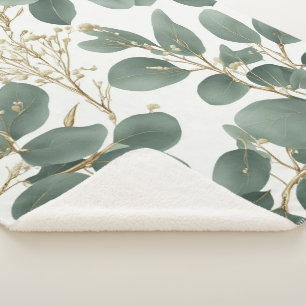 Manta Sherpa Patrón de hojas de eucalipto