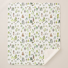 Manta Sherpa Patrón de hojas de eucalipto coloreadas de agua