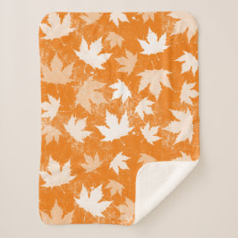 Manta Sherpa Patrón de hojas de otoño rusticas