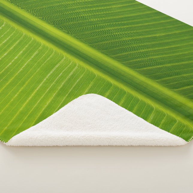 Manta Sherpa Patrón de hojas de plátano verde fresco (3/4)