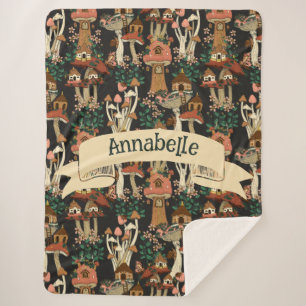 Manta Sherpa Patrón de hongos florales de núcleo de la cabaña n