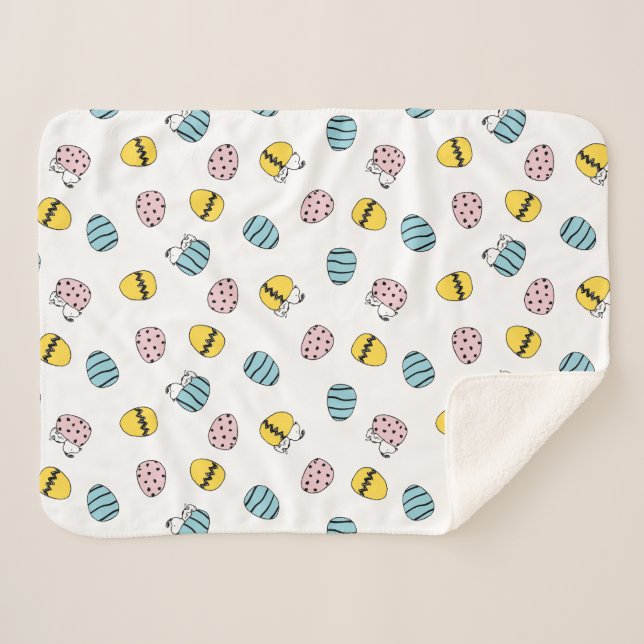 Manta Sherpa Patrón de Huevo de Pascua Snoopy (Anverso (horizontal))