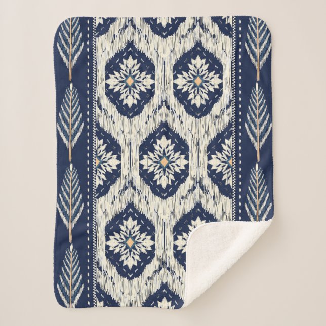 Manta Sherpa Patrón de Ikat Floral Paisley (Anverso)