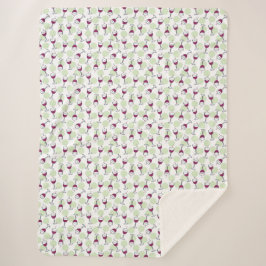 Manta Sherpa Patrón de Ilustracion Wimsical Red Wine Glass