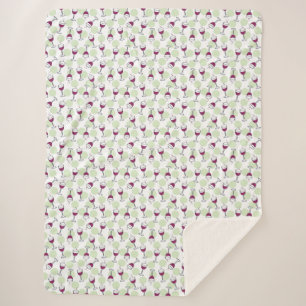 Manta Sherpa Patrón de Ilustracion Wimsical Red Wine Glass