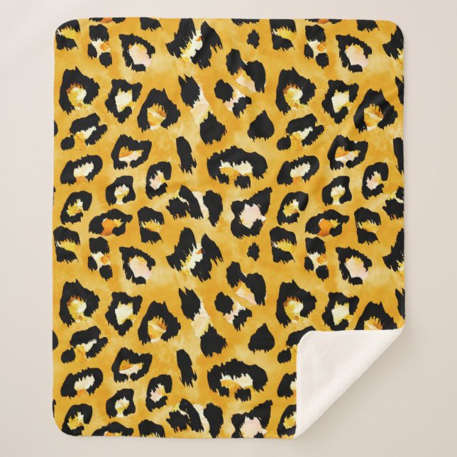 Manta Sherpa Patrón de impresión animal de acuarela sin foco (Anverso)