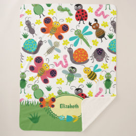 Manta Sherpa Patrón de insectos de primavera coloridos