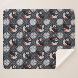 Manta Sherpa Patrón de invierno de Aves de Puffin Cutáneo