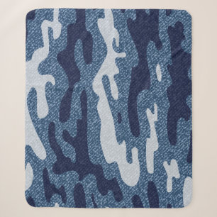 Manta Sherpa Patrón de jeans de denim para el camuflaje visto
