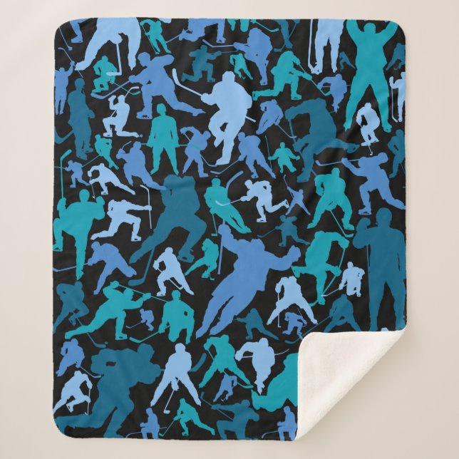 Manta Sherpa Patrón de jugador de hockey (Anverso)