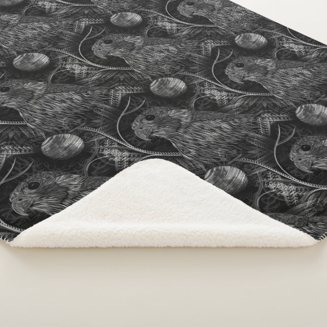 Manta Sherpa Patrón de la luna llena del halcón (3/4)