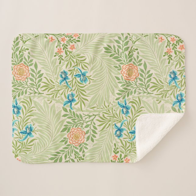 Manta Sherpa Patrón de larkspur (por William Morris) (Anverso (horizontal))