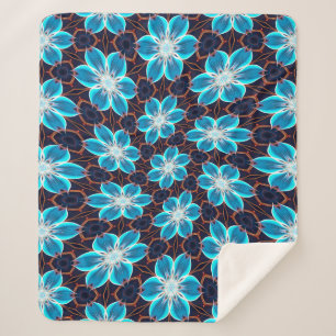 Manta Sherpa Patrón de las flores azules abstractas