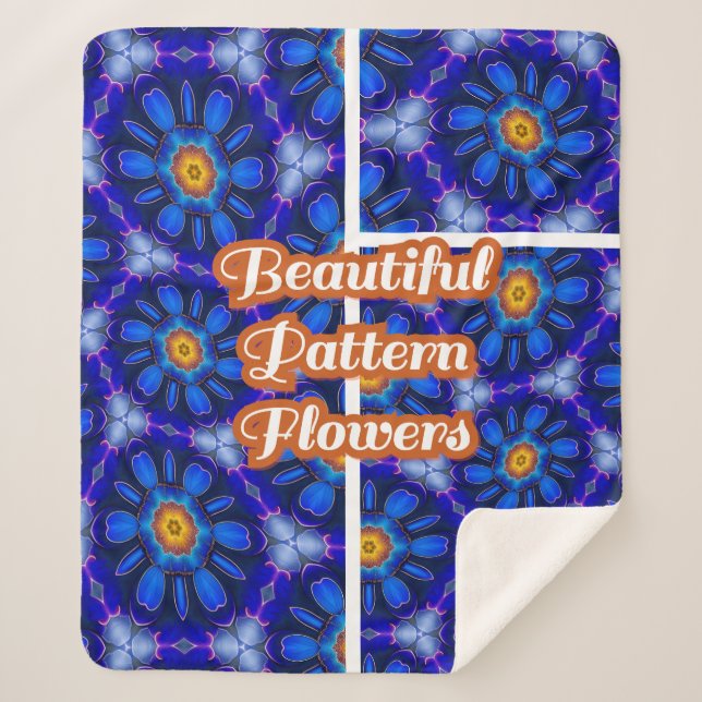Manta Sherpa Patrón de las flores azules abstractas (Anverso)