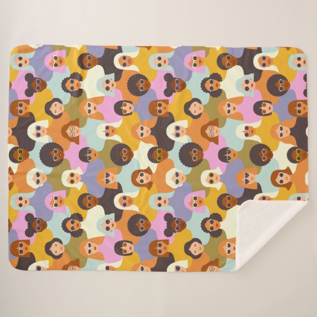 Manta Sherpa Patrón de las mujeres retro del mundo (Anverso (horizontal))