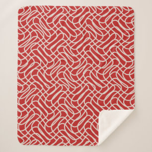 Manta Sherpa Patrón de líneas abstractas de color rojo y crema