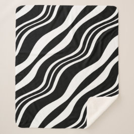 Manta Sherpa Patrón de líneas onduladas diagonales blancas y ne