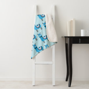 Manta Sherpa Patrón de Llama Azul Cuta Moderna