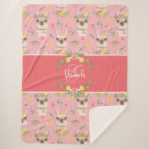 Manta Sherpa Patrón de Llama Rosa Cuta para Niñas Pequeñas