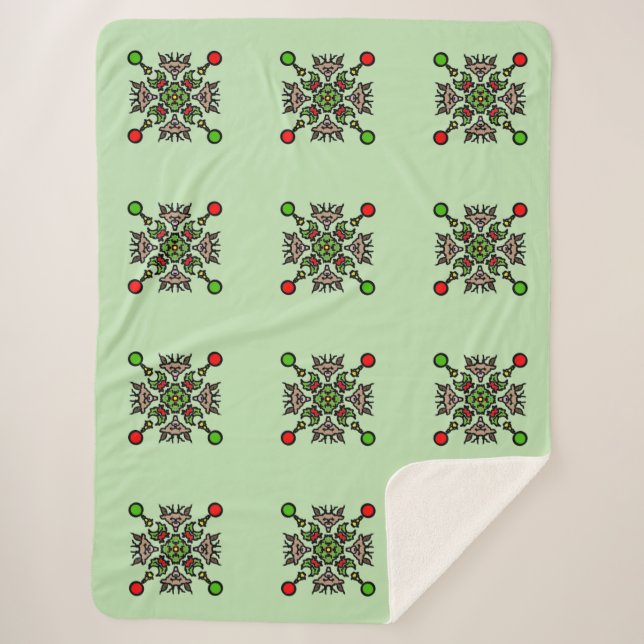 Manta Sherpa Patrón de Mandala de Navidad (Anverso)