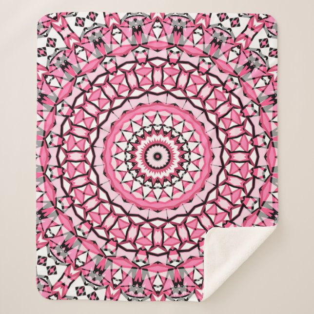 Manta Sherpa Patrón de mandala redonda en mosai estilo vitral d (Anverso)