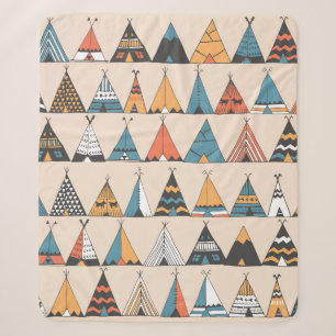 Manta Sherpa Patrón de melodía. Tienda de verano nativa Wigwam