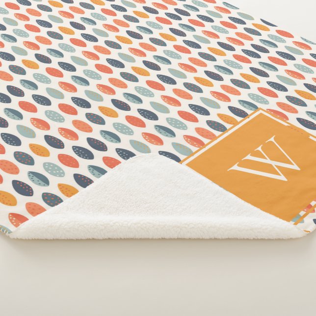 Manta Sherpa Patrón de monograma botánico de hojas azules de Na (3/4)