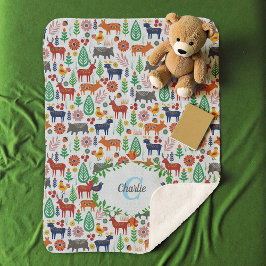 Manta Sherpa Patrón de monograma de arte folclórico escandinavo