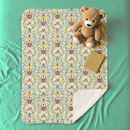 Manta Sherpa Patrón de monograma escandinavo Rosemaling Nordic