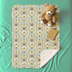 Manta Sherpa Patrón de monograma escandinavo Rosemaling Nordic