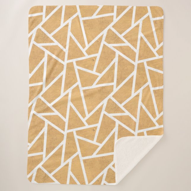 Manta Sherpa Patrón de mosaico amarillo y blanco (Anverso)