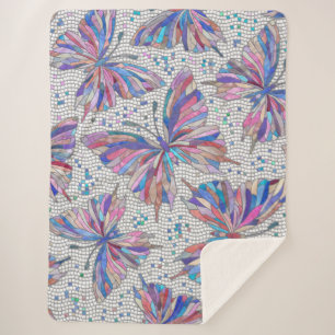 Manta Sherpa Patrón de mosaico de mariposa - pasteles