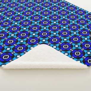Manta Sherpa Patrón de mosaico de parqué azul cobalto y turques