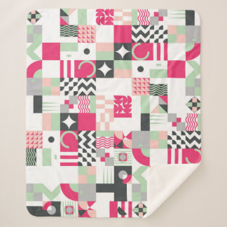 Manta Sherpa Patrón de mosaico geométrico contemporáneo sin fis