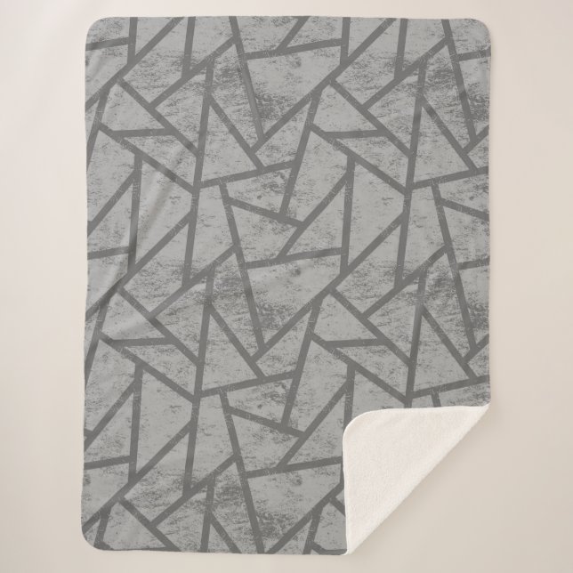 Manta Sherpa Patrón de mosaico gris (Anverso)