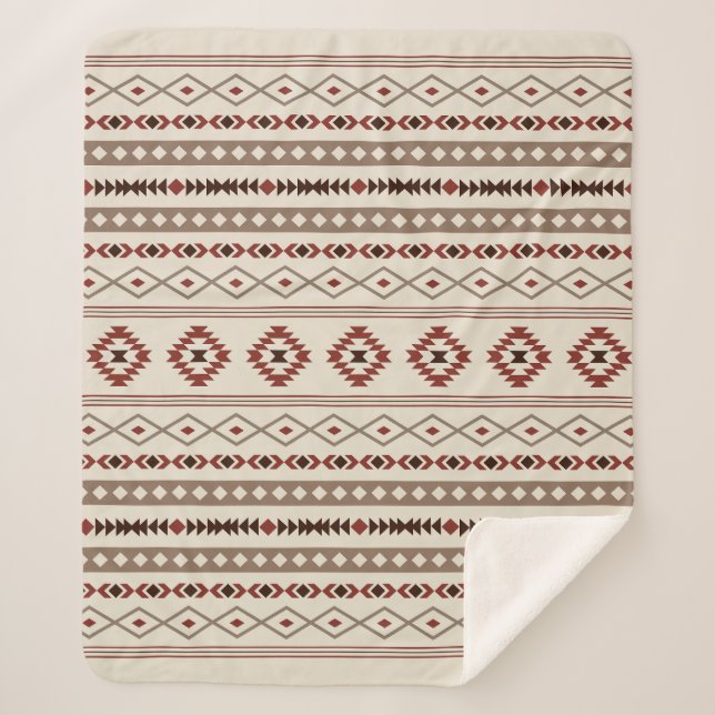 Manta Sherpa Patrón de motivos mixtos Aztec Browns Rust Cream (Anverso)