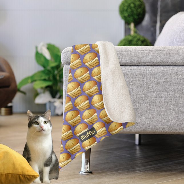 Manta Sherpa Patrón de muffins con nombre personalizado - Peque (Subido por el creador)