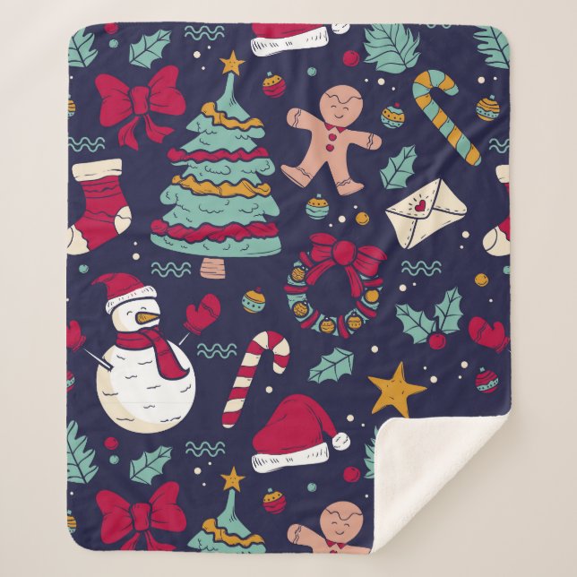 Manta Sherpa Patrón de navidades (Anverso)